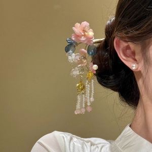 Horquilla de Estilo Antiguo Hanfu con Borla de Perlas, Horquilla de Estilo Chino con Flor y Borla de Perlas para Moño - Product Image 1