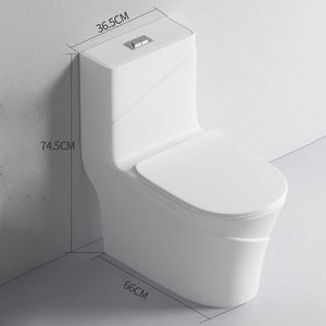 WC monobloc allongé de luxe en céramique, avec chasse d'eau double à siphon en porcelaine moderne, finition or et blanc, pour salle de bain et villa - Product Image 4