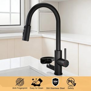 Grifo de Cocina con Rotación de 360°, 3 Modos, Rociador Extraíble, Monomando, Arco Alto, Montado en Cubierta, Moderno - Product Image 2