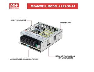 LRS 50 24 Meanwell 24V 2.2A SMPS 52.8W แหล่งจ่ายไฟแบบปิดล้อมโลหะสำหรับอุปกรณ์อัตโนมัติเครื่องนำแถบ CNC - Product Image 1