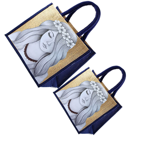 กระเป๋าช้อปปิ้งผ้ากระสอบพิมพ์ลายแฟชั่น กระเป๋าช้อปปิ้งใบใหญ่ ผลิตในอินเดีย รัฐเบงกอลตะวันตก - Product Image 2