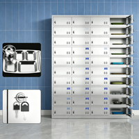 Armoire de rangement à 40 compartiments en acier inoxydable, robuste, résistante aux rayures, à poser au sol, avec serrures à clé pour plateaux alimentaires