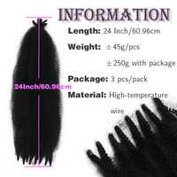 Perruque en Gros de Haute Qualité 3X Faite Main, Tresse Afro Kinky Marley pour Femmes Noires, Cheveux à Tresser