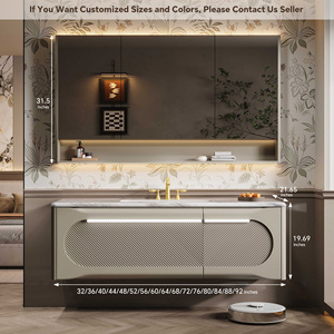 Meuble-lavabo de salle de bain de style chinois, 36 à 92 pouces, avec <span class=keywords><strong>vasque</strong></span>, mural, en bois massif, miroir intelligent et rangement intégré - Product Image 6