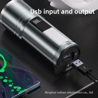Lampe torche laser blanche haute puissance multifonctionnelle avec affichage numérique COB, USB-In/Out, zoom, projecteur pour le camping, faisceau de 500 m