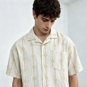 Camisas de lino transpirables con botones para hombre, estilo Broderie Anglaise, de Turquía, al por mayor. - Product Image 5