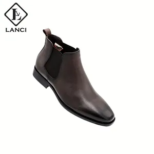 LANCI 2022 Factory Supply New Arrivals Genuine Leather men's chelsea boots Ankle Chelsea Boots For Men