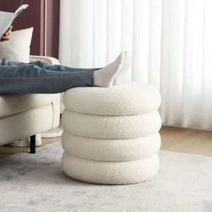 K Lamb Velvet 30 High Ottoman Comfortable Home and Kitchen Storage Stool <strong>Cream</strong> Dressing Sedentary Living Room <strong>Sofa</strong> Stool - Product Image 2