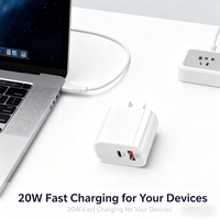 Chargeur rapide 20W avec prise AU, double port USB A+C QC3.0 PD, chargeur mural pour iPhone Samsung Xiaomi Android, adaptateur secteur de voyage pour ordinateur portable