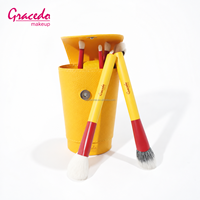 Ensemble de pinceaux de maquillage pour le visage et les yeux avec support de bureau pour la vente au détail de cosmétiques, les cadeaux de fêtes, les kits de beauté et la vente en gros