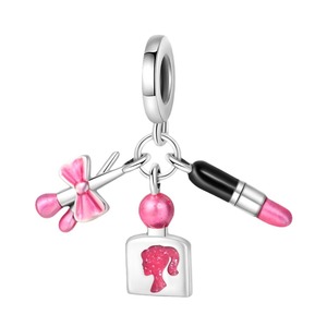 Pink Girl Heart New DIY Jewelry Accessories Bracelet White Copper Plated 925 Silver Pendant <b>Bead</b> Charm Pendant - Product Image 1