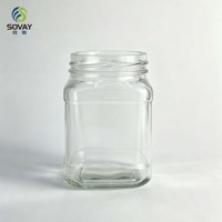 Toples Kaca Transparan Persegi Klasik 700ml, Wadah Kaca Food-Grade untuk Sirup dan Acar, Cocok untuk Penggunaan Rumah Tangga dan Pabrik