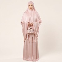 Ensemble de prière Telekung pour femmes, vêtements islamiques modestes en satin de soie