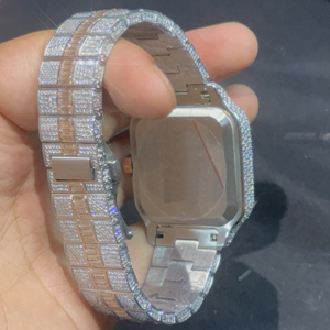 Reloj de Diamantes Moissanite de Lujo de la Mejor Calidad, Diseño Completamente Cubierto de Diamantes, Correa de Acero Inoxidable, 100% Pasa la Prueba del Diamante, Venta al Por Mayor de Fábrica - Product Image 4
