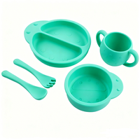 CHINFAI Assiette divisée en silicone sans BPA pour bébés, ensemble d'ustensiles de table pour tout-petits, bol en silicone pour bébés