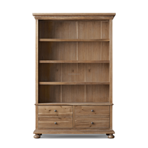 Librería de Roble Macizo Estilo Provincial Francés con 4 Cajones y Moldura Dentada para Estudio, <span class=keywords><strong>Biblioteca</strong></span> o Sala de Exposiciones - Product Image 6