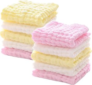 Serviettes pour le visage de nouveau-né en coton naturel doux 12x12 pouces, lingettes en gaze, débarbouillettes pour bébé - Product Image 1