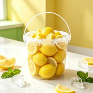 Cubo redondo transparente de plástico PP con tapa sellada, recipiente transparente para almacenamiento de alimentos para cocina, alimentos secos, contenedor para comida de perro - Product Image 1