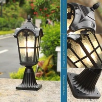 Lámpara de Columna LED Eléctrica de Aluminio IP65 de Ahorro Energético, Estilo Romano, para Jardín y Paisaje, Lámpara de Puerta