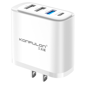 Konfulon chính hãng 45W tổng sản lượng nhanh sạc đa đầu ra US/EU cắm sạc 2 * USB + Type-C cho điện thoại máy tính xách tay du lịch đồng hành - Product Image 2
