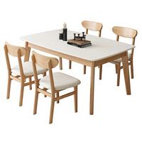 Ensemble table et chaises de salle à manger en bois massif et ardoise, style moderne et minimaliste, durable, pour petites familles, salons/salles à manger, extérieur