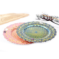 Assiettes de présentation en verre cristal de 33 cm (13 pouces) motif paon pour mariage, style européen, pour dîner de Noël, vente en gros