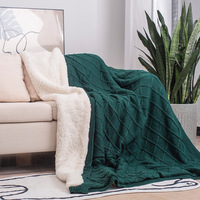 Câble tricot jeter noël réversible chaud confortable pull acrylique tricoté couverture pour lit canapé toutes saisons utiliser avec doublure Sherpa