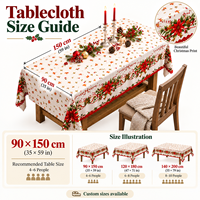 Nappe de Noël imprimée en polyester, imperméable, anti-taches, lavable, pour table de salle à manger, idéale pour les fêtes à la maison