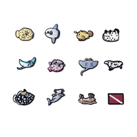 Patchs animaux de dessin animé, petits patchs brodés thermocollants en forme de poisson pour vêtements, chapeaux, sacs et accessoires