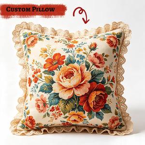 Lace Trim <b>Throw</b> Soft Decorative Cushion Elegant Fringe Pillow for <b>Sofa</b> Bedroom Home Decor - Product Image 1