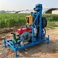 Mini-foreuse rotative portative sur chenilles de 150 m de profondeur avec moteur diesel 22 CV pour puits d'eau