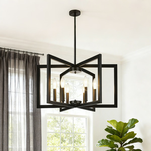 Black Geometric Pendant <b>Light</b> <b>Square</b> Iron Chandelier E26 LED Bulb For Kitchen Entryway Modern Industrial <b>Ceiling</b> Lighting - Product Image 2