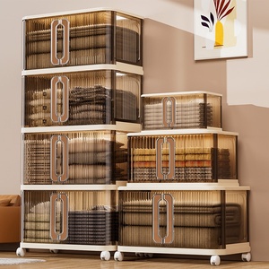 Armoire de rangement pliable à 1/2/3/4/5 niveaux avec roulettes, <span class=keywords><strong>largeur</strong></span> 38/55/66 <span class=keywords><strong>cm</strong></span>, boîte de rangement en plastique pour l'organisation de la maison - Product Image 2