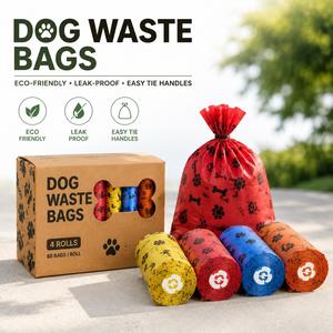 Bolsas de Plástico para Excremento de Perro Impresas a Medida, Multicolores, en Rollo, Ecológicas, Biodegradables, a Prueba de Fugas, 15 Bolsas - Product Image 1