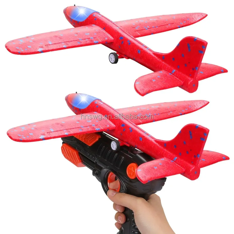 Uçan uçak başlatıcısı oyuncak LED ışık uçak oyuncak başlatıcısı köpük uçak tek tıklama ection ateşli silah uçan oyuncaklar