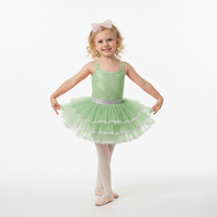 Robe de tutu de ballet rose à paillettes pour filles, avec double bretelle et jupe en tulle superposée, idéale pour les récitals et les anniversaires