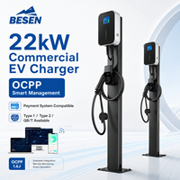 BESEN EVSE OCPP 1.6J Mennekes EV CARGADOR RÁPIDO 32A 22kW CARGADOR DE PARED DE COCHE ELÉCTRICO con TARJETA 4G RFID