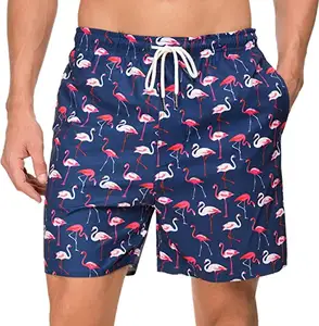 Shorts de praia masculinos de surf de secagem rápida, shorts de praia com 4 vias, personalizados por atacado, aceitam amostra