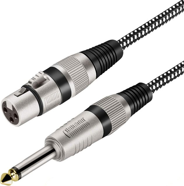 XLR Female to 1/4 Inch TS Cable 3 FT XLR 3 Pin Female to 6.35mm TS Male Unbalanced Interconnect Wire Mic Cord