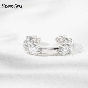ต่างหูแบบหนีบ Starsgem ประดับเพชรทรงเหลี่ยมสีขาวเหลืองทอง 1 ชิ้น ต่างหูแบบหนีบเพชรน่ารัก - Product Image 2