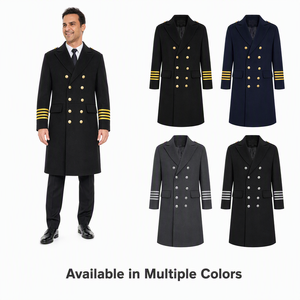 Manteau long d'hiver pour pilote de ligne OEM avec boutons métalliques anti-ternissement pour personnel de bord, personnel maritime, portier d'hôtel, uniforme d'hiver, écusson personnalisé - Product Image 2