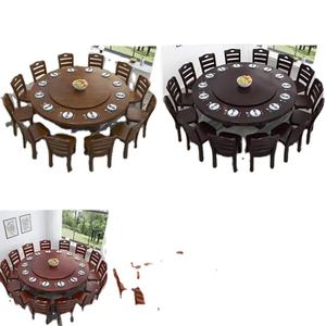 โต๊ะอาหารไม้เนื้อแข็งโบราณทรงกลมหมุนได้พร้อมเก้าอี้ ลดราคาพิเศษ - Product Image 4