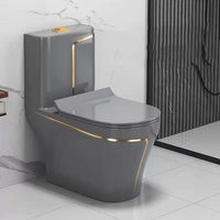 Ensemble WC et lavabo en céramique monobloc de luxe, à chasse siphonique, noir et blanc, pour salle de bain, vente en gros