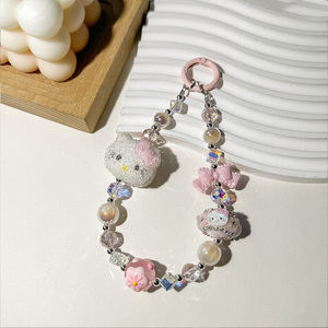 <span class=keywords><strong>Accessori</strong></span> <span class=keywords><strong>Hello</strong></span> <span class=keywords><strong>Kitty</strong></span> dei cartoni animati: artigianato di alta qualità per aspersione di zucchero, catena per telefono con perline dipinte a mano, portachiavi e borsa - Product Image 6