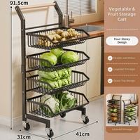 Étagère à fruits et légumes multi-niveaux en métal, avec drainage, hauteur réglable, protection anti-corrosion, écologique, chariot de rangement mobile