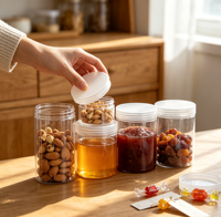 Pot en plastique PET transparent rechargeable de 100 ml, 150 ml, 200 ml, 250 ml pour le stockage de cosmétiques, de bonbons, de biscuits, de noix