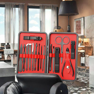 Juego de manicura profesional de 15 piezas, herramienta de cuidado personal de acero inoxidable con estuche de cuero para manicura y pedicura, caja de embalaje - Product Image 2