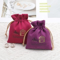 Pochette à bijoux en daim de luxe rouge violet avec logo personnalisé Bracelet Emballage avec cordon Sac à bijoux en daim personnalisé