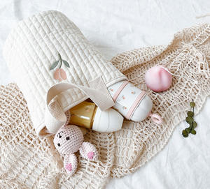 Biberón, accesorios para pañales, bolsa, organizador de bebé de gran espacio, <span class=keywords><strong>cesta</strong></span> de almacenamiento para cochecito con portavasos, múltiples bolsillos con cremallera - Product Image 2