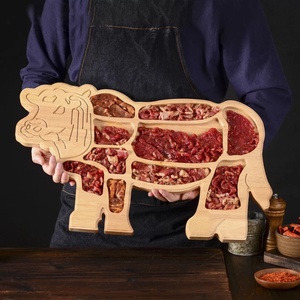 Bandeja de Servir Premium en Forma de <span class=keywords><strong>Vaca</strong></span>, de Madera de Haya y Roble, Ecológica y Duradera, Plato Profesional para Presentación de Carne en Hot Pot, para Barbacoas y Restaurantes de Carne - Product Image 1